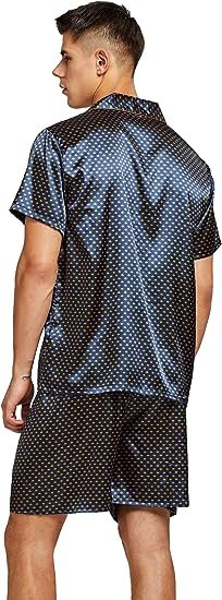 Men's Short Sleeve Satin Pajama Set with Shorts