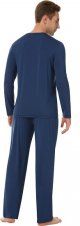Men's Pajamas Set Soft Crew Neck Long Sleeve Pjs Long Sleep Pants with Pockets