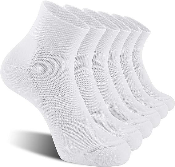 6 Pack Men's Ankle Socks with Cushion, Sport Athletic Running Socks