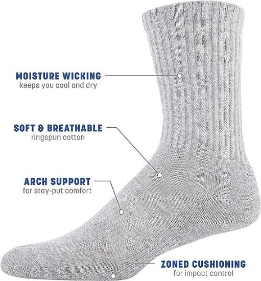 Men's Cotton Crew Socks, 10-pairs
